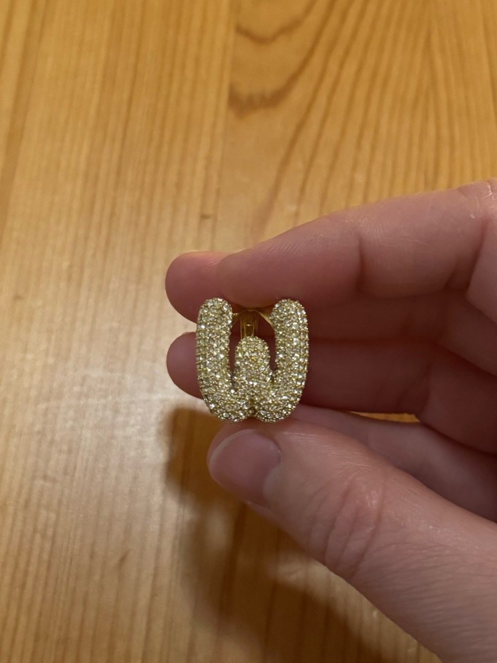 Gold Pave Letter W Ring - Women's Jewelry